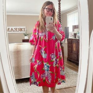 Vintage Hawaiian Pink Floral Dress Size Small